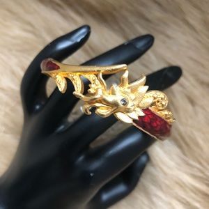 Rare, Bob Mackie Enamel Flaming Dragon Bracelet